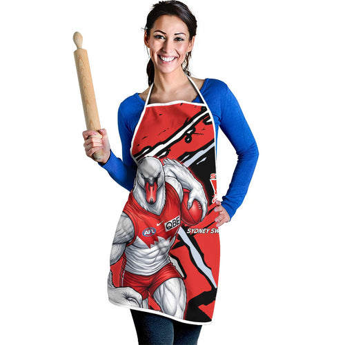 Sydney Swans Football Club Apron Swans Muscular Mascot Graphic - Abstract Paint Splatter Art