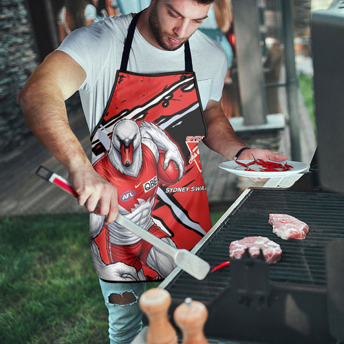 Sydney Swans Football Club Apron Swans Muscular Mascot Graphic - Abstract Paint Splatter Art