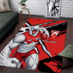 Sydney Swans Football Club Area Rug Swans Muscular Mascot Graphic - Abstract Paint Splatter Art