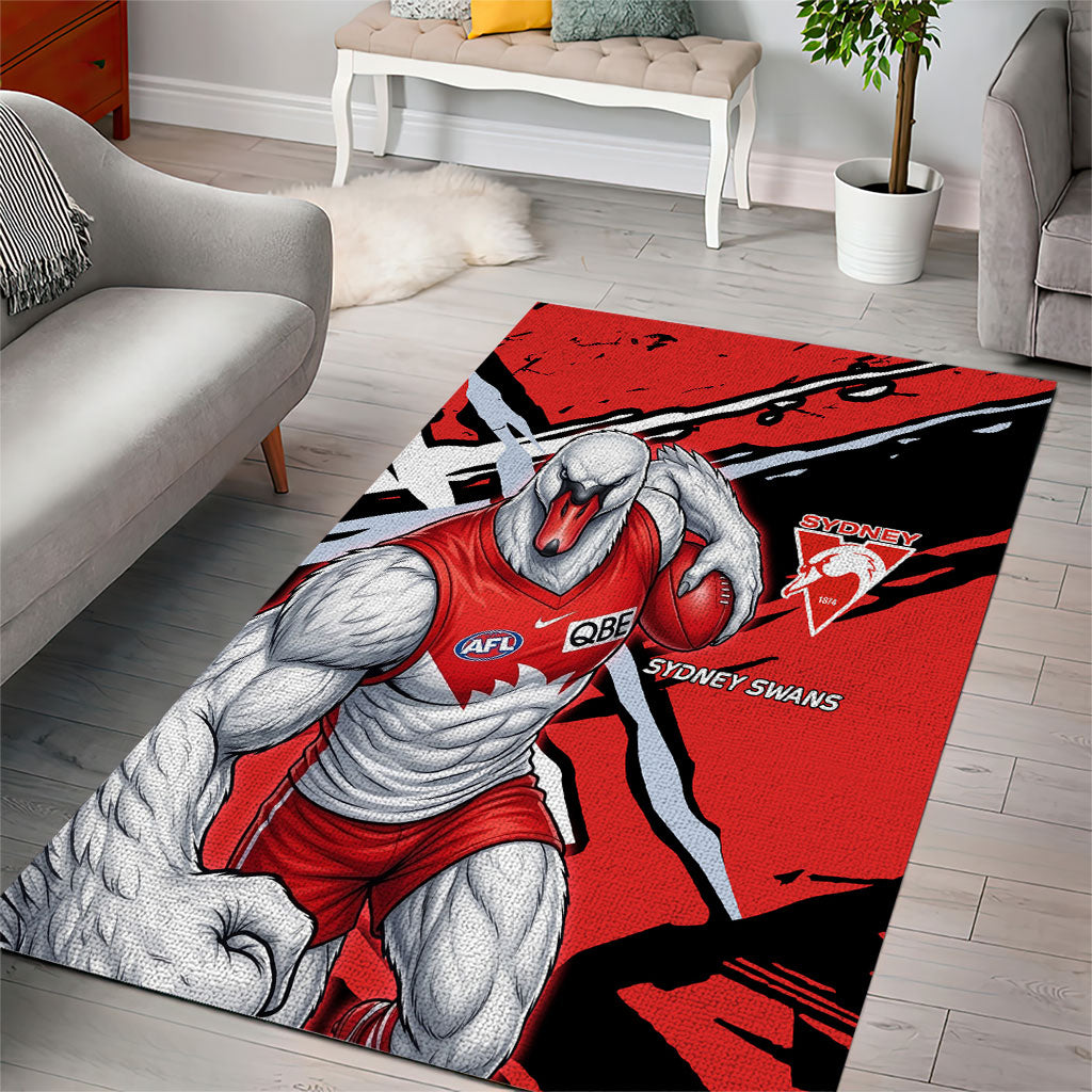 Sydney Swans Football Club Area Rug Swans Muscular Mascot Graphic - Abstract Paint Splatter Art