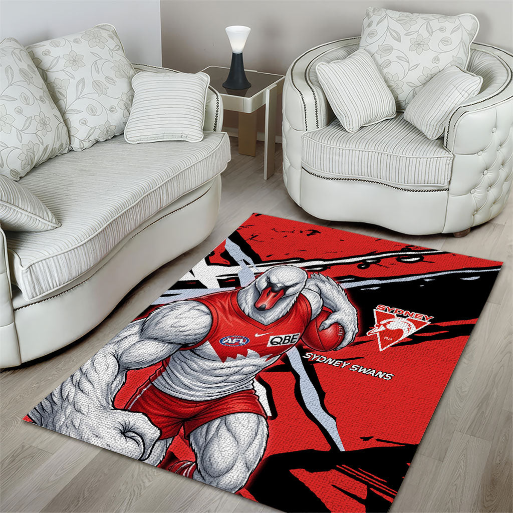 Sydney Swans Football Club Area Rug Swans Muscular Mascot Graphic - Abstract Paint Splatter Art