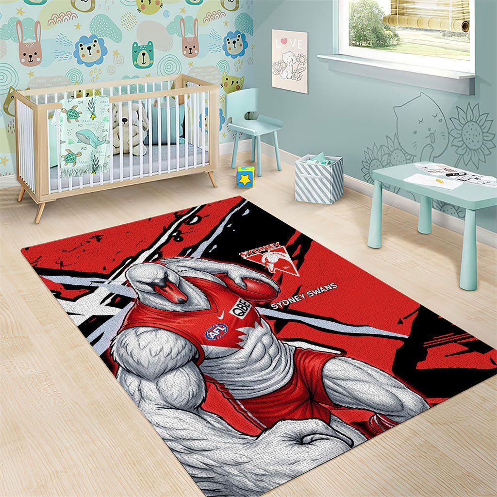 Sydney Swans Football Club Area Rug Swans Muscular Mascot Graphic - Abstract Paint Splatter Art
