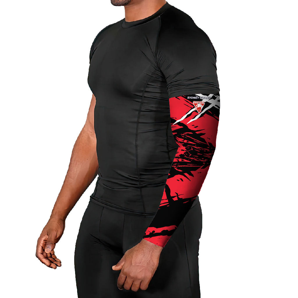Sydney Swans Football Club Arm Sleeves Swans Muscular Mascot Graphic - Abstract Paint Splatter Art