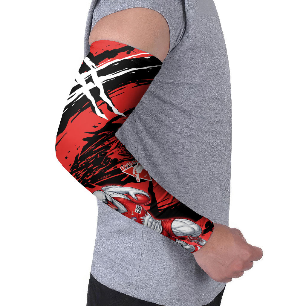 Sydney Swans Football Club Arm Sleeves Swans Muscular Mascot Graphic - Abstract Paint Splatter Art