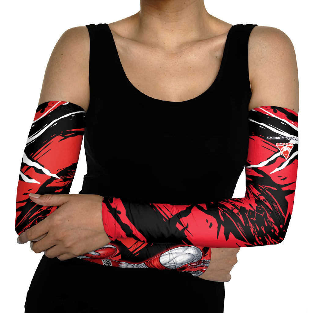 Sydney Swans Football Club Arm Sleeves Swans Muscular Mascot Graphic - Abstract Paint Splatter Art