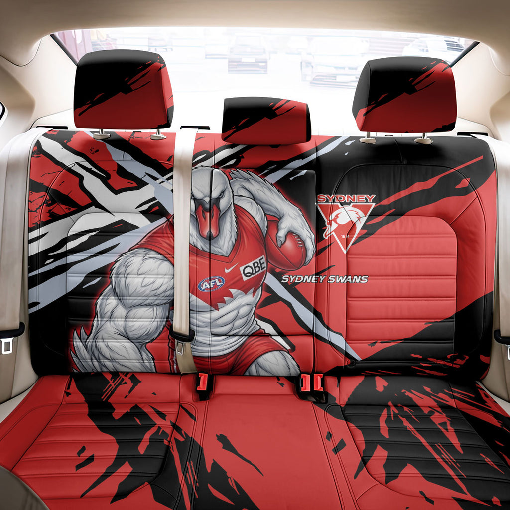 Sydney Swans Football Club Back Car Seat Cover Swans Muscular Mascot Graphic - Abstract Paint Splatter Art