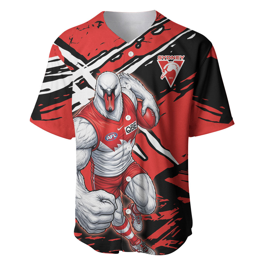 Sydney Swans Football Club Baseball Jersey Swans Muscular Mascot Graphic - Abstract Paint Splatter Art