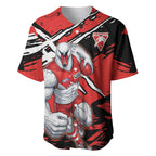 Sydney Swans Football Club Baseball Jersey Swans Muscular Mascot Graphic - Abstract Paint Splatter Art
