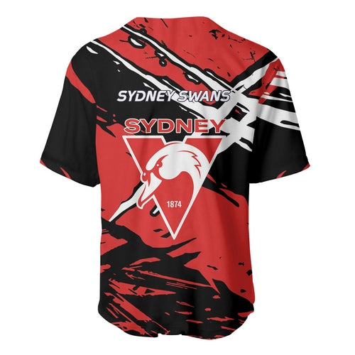 Sydney Swans Football Club Baseball Jersey Swans Muscular Mascot Graphic - Abstract Paint Splatter Art