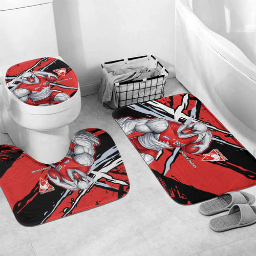 Sydney Swans Football Club Bathroom Set Swans Muscular Mascot Graphic - Abstract Paint Splatter Art