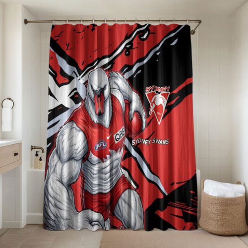 Sydney Swans Football Club Bathroom Set Swans Muscular Mascot Graphic - Abstract Paint Splatter Art