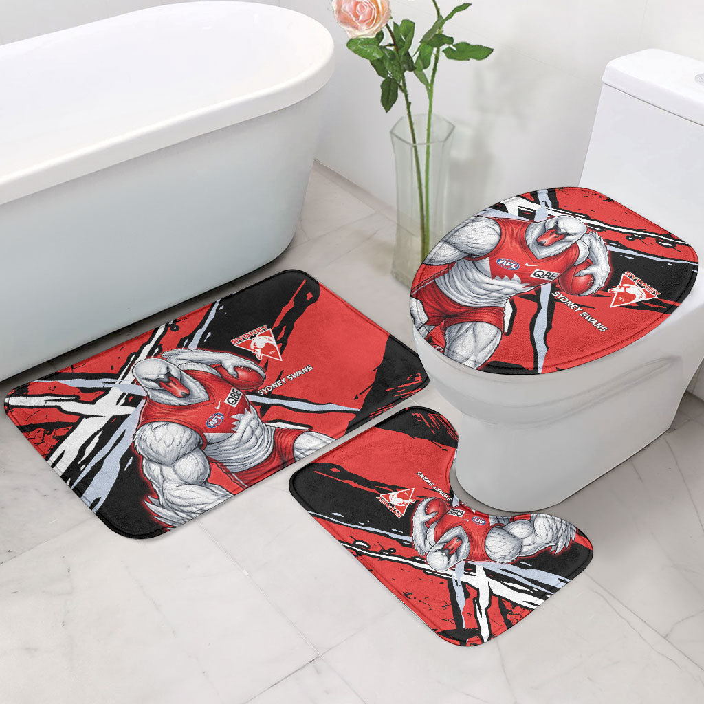 Sydney Swans Football Club Bathroom Set Swans Muscular Mascot Graphic - Abstract Paint Splatter Art