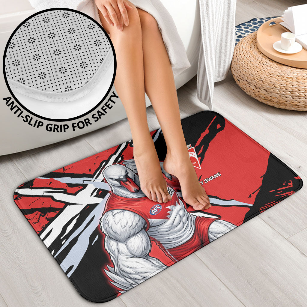 Sydney Swans Football Club Bathroom Set Swans Muscular Mascot Graphic - Abstract Paint Splatter Art
