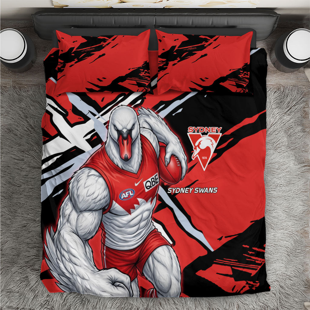 Sydney Swans Football Club Bedding Set Swans Muscular Mascot Graphic - Abstract Paint Splatter Art
