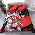 Sydney Swans Football Club Bedding Set Swans Muscular Mascot Graphic - Abstract Paint Splatter Art