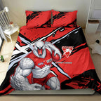 Sydney Swans Football Club Bedding Set Swans Muscular Mascot Graphic - Abstract Paint Splatter Art