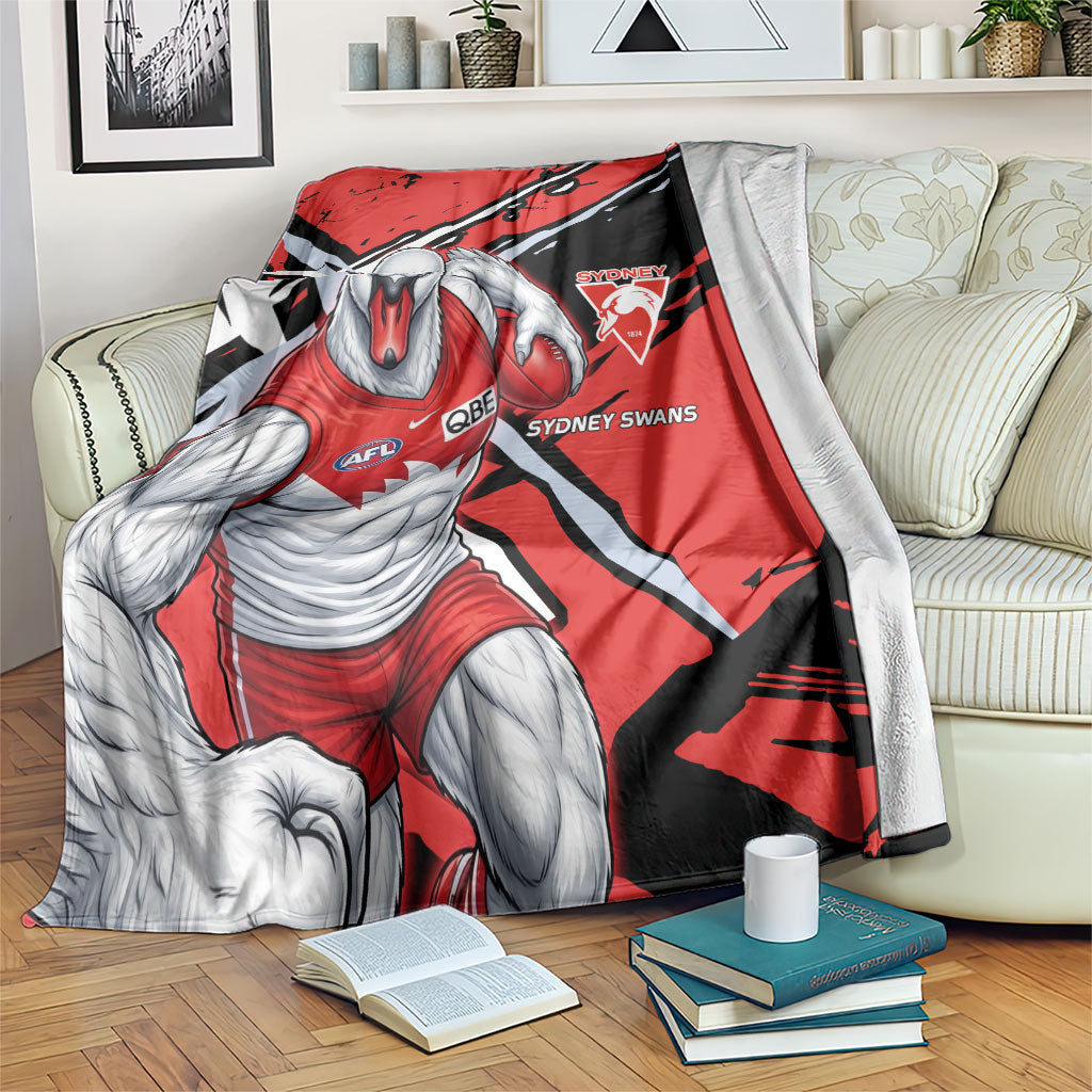 Sydney Swans Football Club Blanket Swans Muscular Mascot Graphic - Abstract Paint Splatter Art