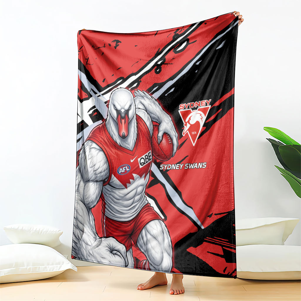 Sydney Swans Football Club Blanket Swans Muscular Mascot Graphic - Abstract Paint Splatter Art