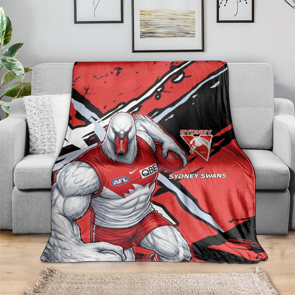 Sydney Swans Football Club Blanket Swans Muscular Mascot Graphic - Abstract Paint Splatter Art
