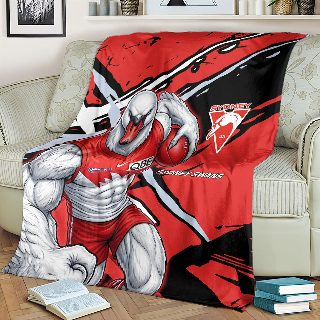 Sydney Swans Football Club Blanket Swans Muscular Mascot Graphic - Abstract Paint Splatter Art