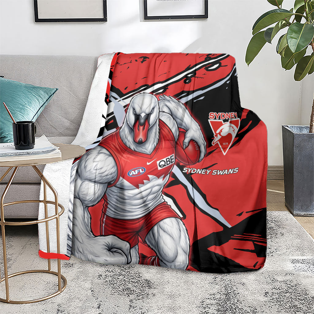 Sydney Swans Football Club Blanket Swans Muscular Mascot Graphic - Abstract Paint Splatter Art