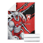 Sydney Swans Football Club Blanket Swans Muscular Mascot Graphic - Abstract Paint Splatter Art