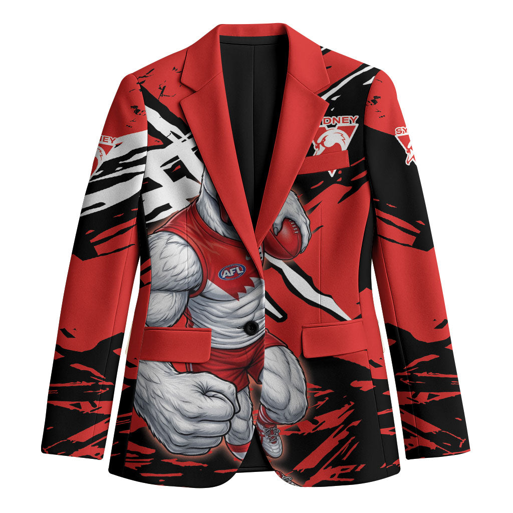 Sydney Swans Football Club Blazer Swans Muscular Mascot Graphic - Abstract Paint Splatter Art