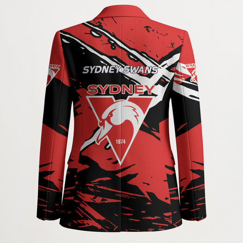 Sydney Swans Football Club Blazer Swans Muscular Mascot Graphic - Abstract Paint Splatter Art