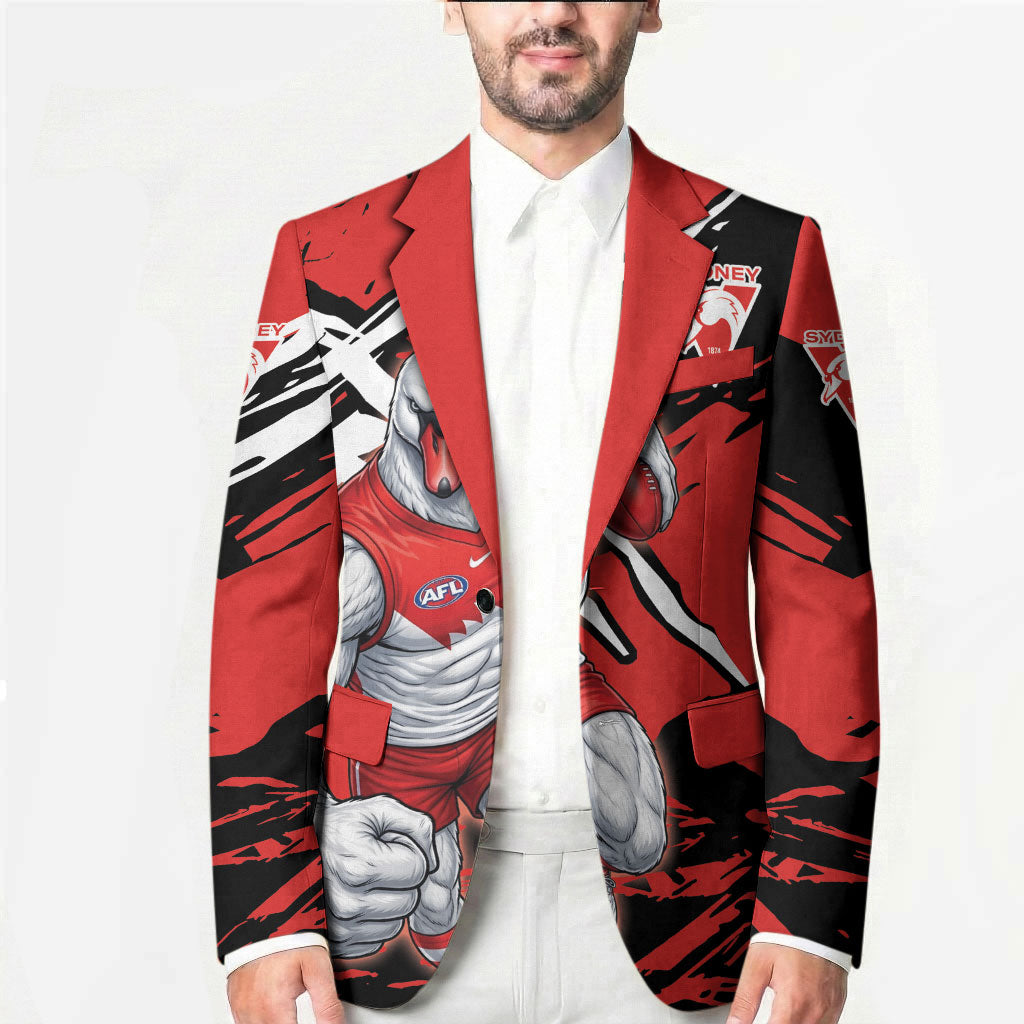 Sydney Swans Football Club Blazer Swans Muscular Mascot Graphic - Abstract Paint Splatter Art