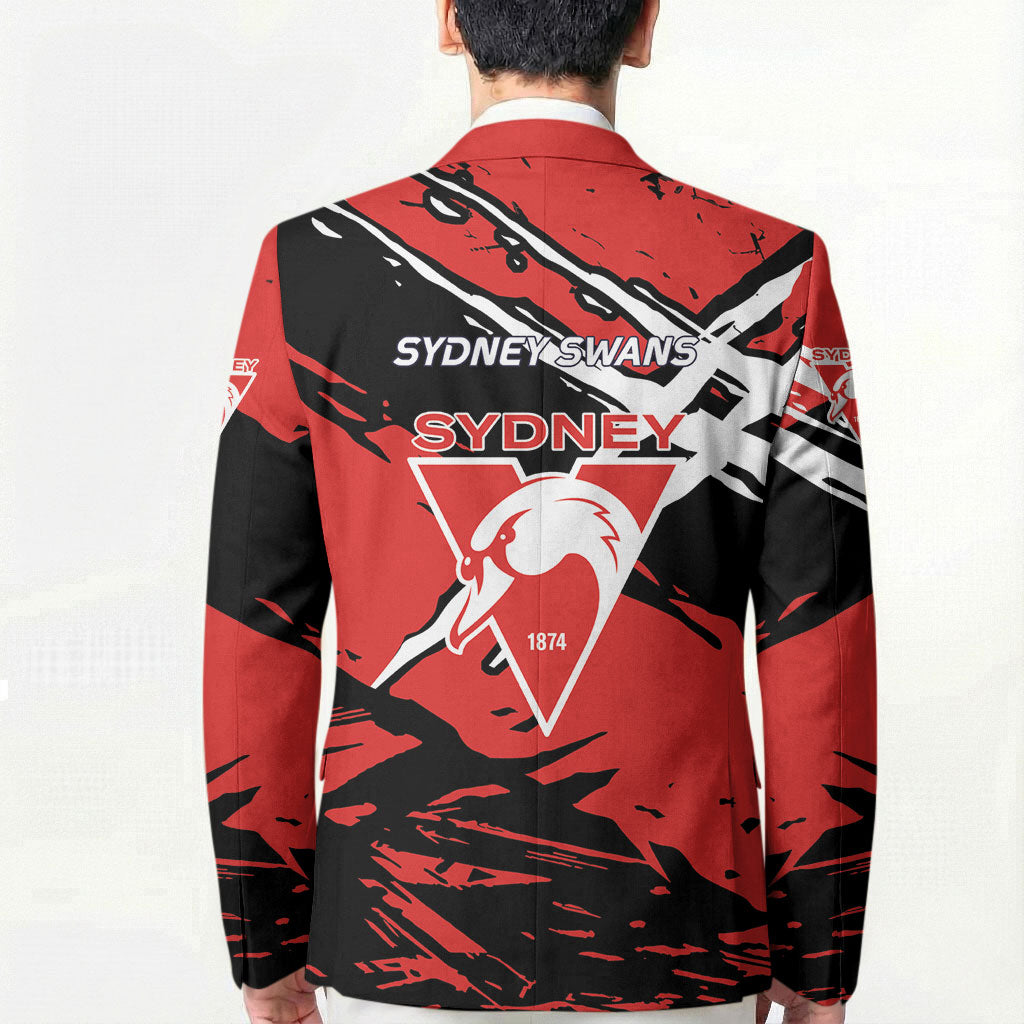 Sydney Swans Football Club Blazer Swans Muscular Mascot Graphic - Abstract Paint Splatter Art
