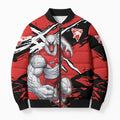 Sydney Swans Football Club Bomber Puffer Jacket Swans Muscular Mascot Graphic - Abstract Paint Splatter Art
