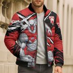 Sydney Swans Football Club Bomber Puffer Jacket Swans Muscular Mascot Graphic - Abstract Paint Splatter Art