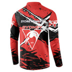 Sydney Swans Football Club Button Sweatshirt Swans Muscular Mascot Graphic - Abstract Paint Splatter Art