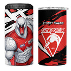 Sydney Swans Football Club 4 in 1 Can Cooler Tumbler Swans Muscular Mascot Graphic - Abstract Paint Splatter Art