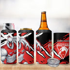 Sydney Swans Football Club 4 in 1 Can Cooler Tumbler Swans Muscular Mascot Graphic - Abstract Paint Splatter Art