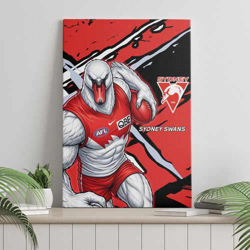 Sydney Swans Football Club Canvas Wall Art Swans Muscular Mascot Graphic - Abstract Paint Splatter Art