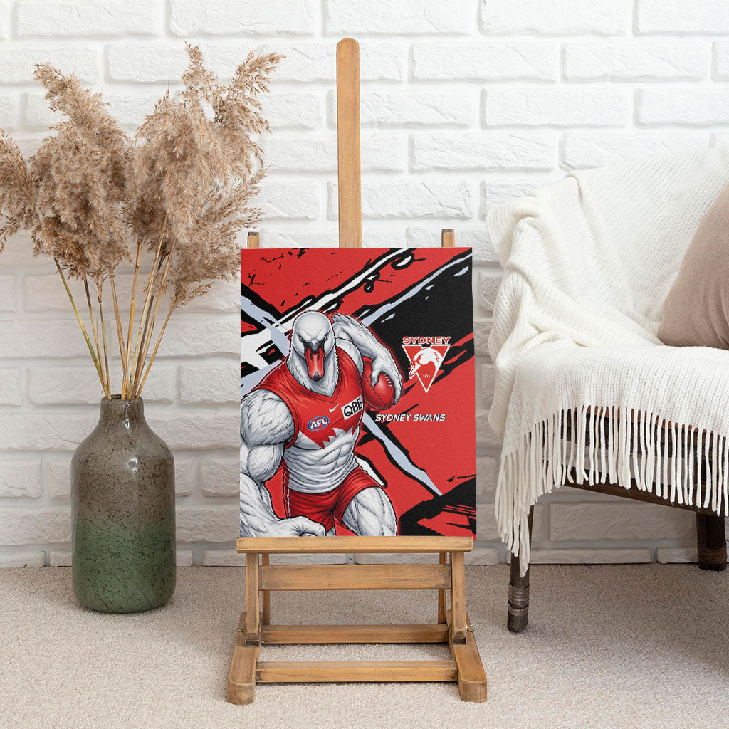 Sydney Swans Football Club Canvas Wall Art Swans Muscular Mascot Graphic - Abstract Paint Splatter Art