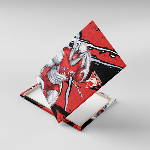Sydney Swans Football Club Canvas Wall Art Swans Muscular Mascot Graphic - Abstract Paint Splatter Art