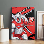 Sydney Swans Football Club Canvas Wall Art Swans Muscular Mascot Graphic - Abstract Paint Splatter Art
