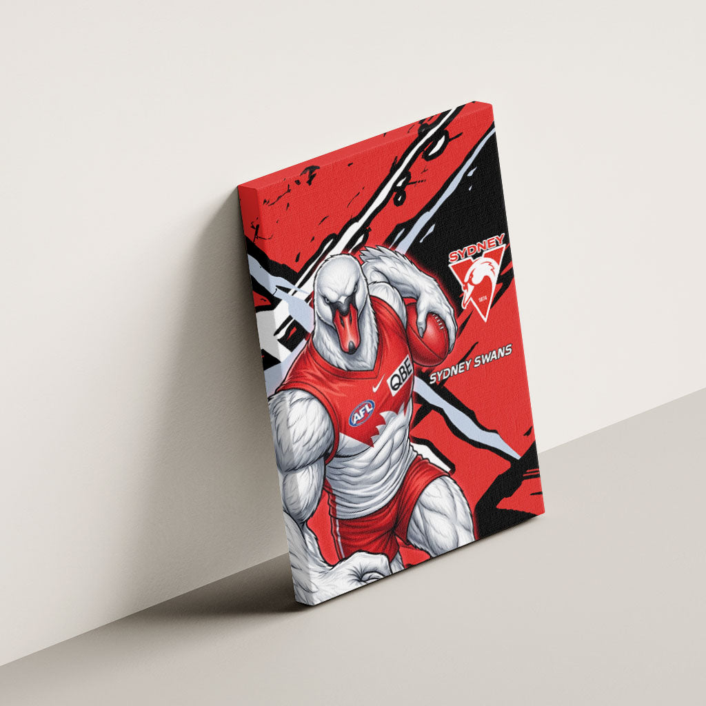 Sydney Swans Football Club Canvas Wall Art Swans Muscular Mascot Graphic - Abstract Paint Splatter Art