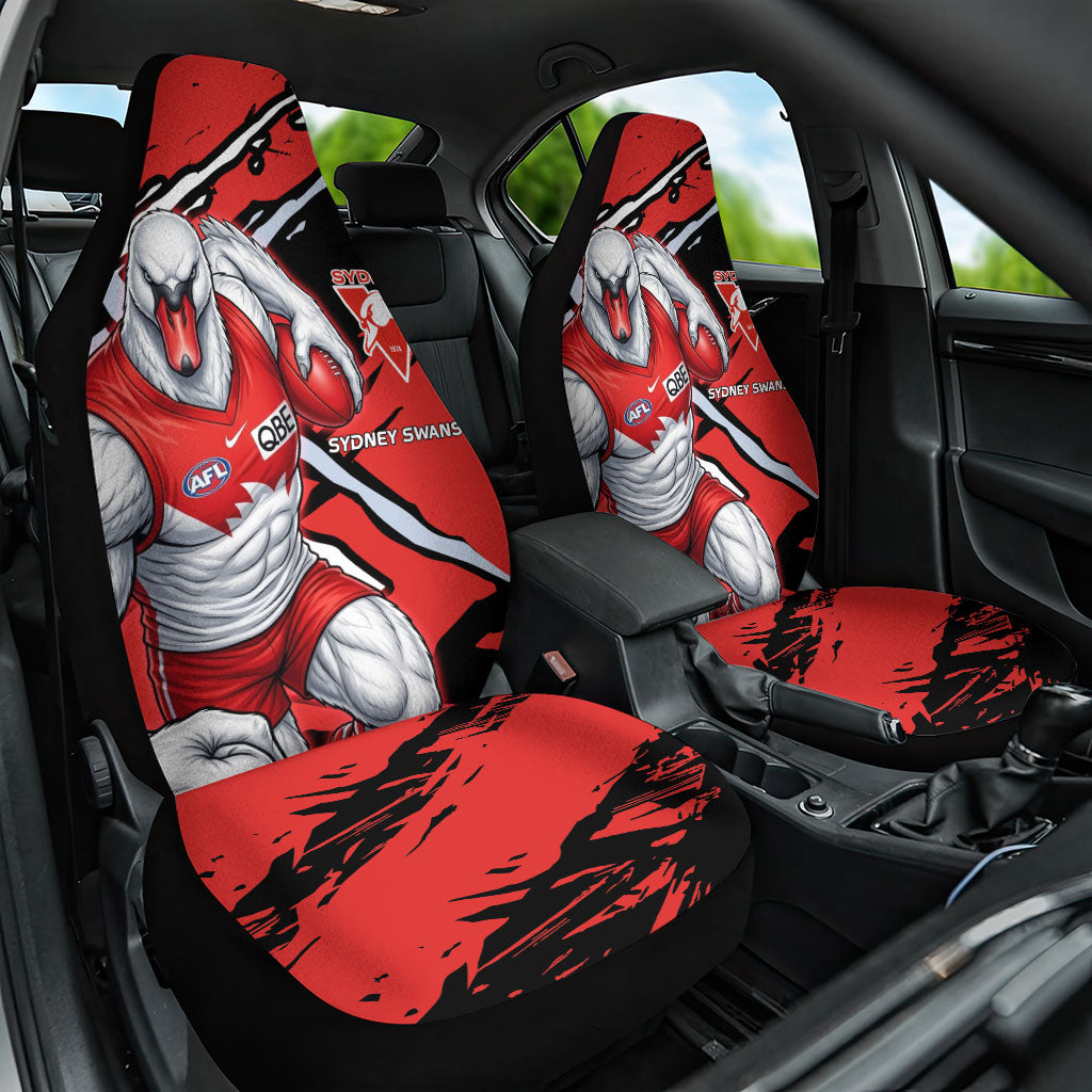 Sydney Swans Football Club Car Seat Cover Swans Muscular Mascot Graphic - Abstract Paint Splatter Art