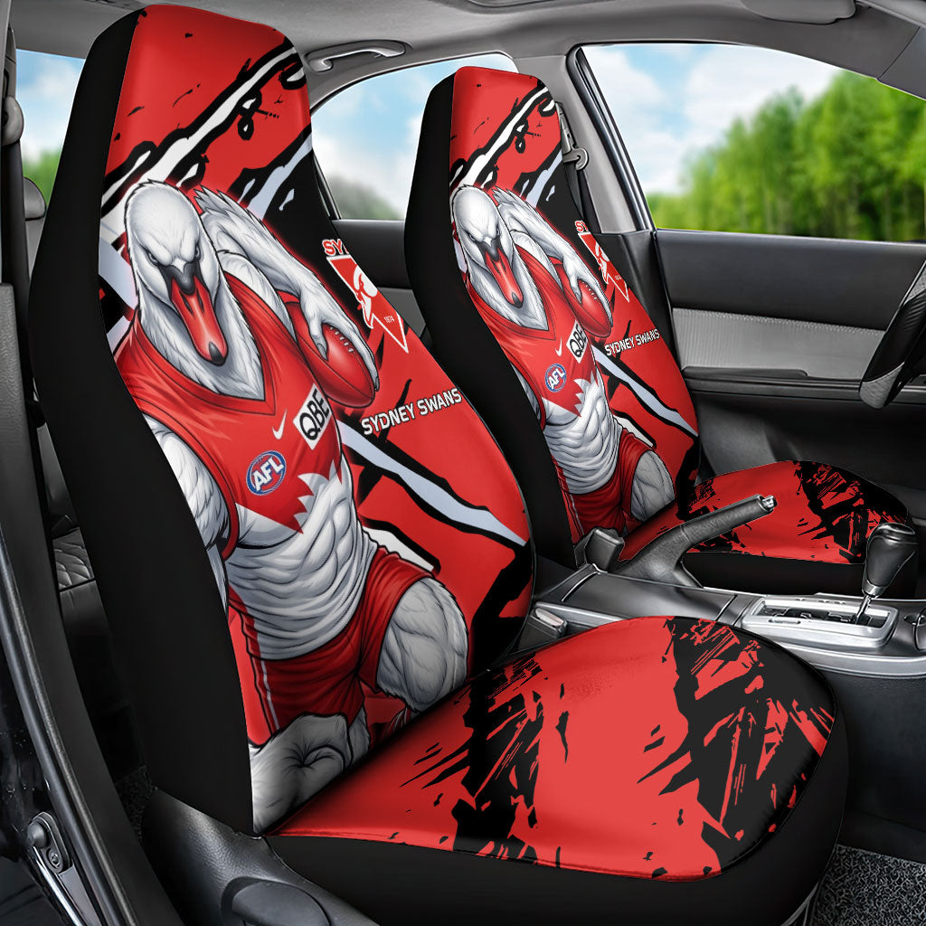Sydney Swans Football Club Car Seat Cover Swans Muscular Mascot Graphic - Abstract Paint Splatter Art