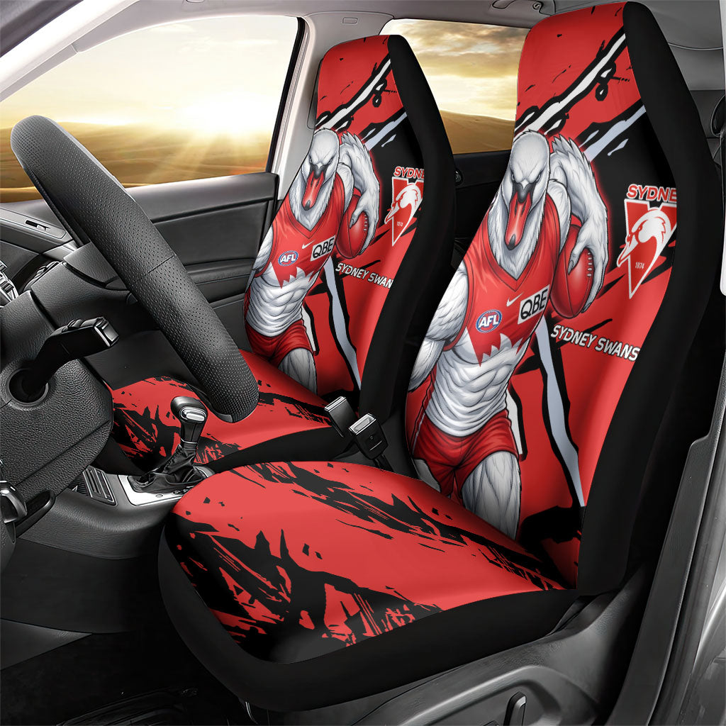 Sydney Swans Football Club Car Seat Cover Swans Muscular Mascot Graphic - Abstract Paint Splatter Art