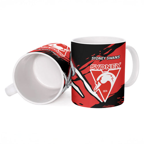 Sydney Swans Football Club Ceramic Mug Swans Muscular Mascot Graphic - Abstract Paint Splatter Art