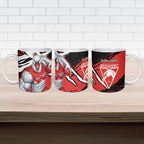 Sydney Swans Football Club Ceramic Mug Swans Muscular Mascot Graphic - Abstract Paint Splatter Art