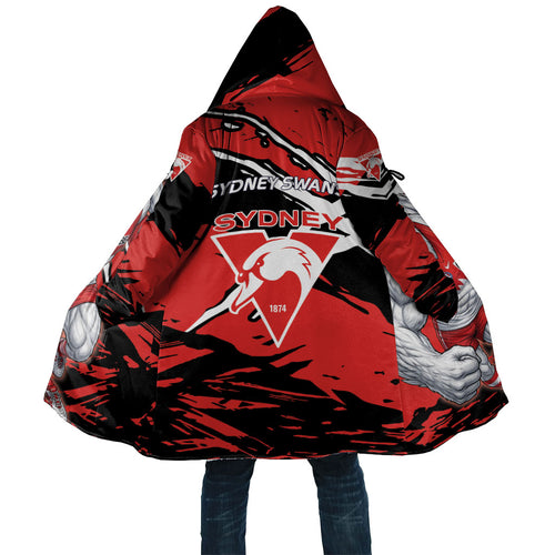 Sydney Swans Football Club Cloak Swans Muscular Mascot Graphic - Abstract Paint Splatter Art