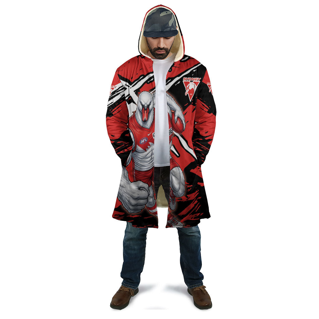 Sydney Swans Football Club Cloak Swans Muscular Mascot Graphic - Abstract Paint Splatter Art