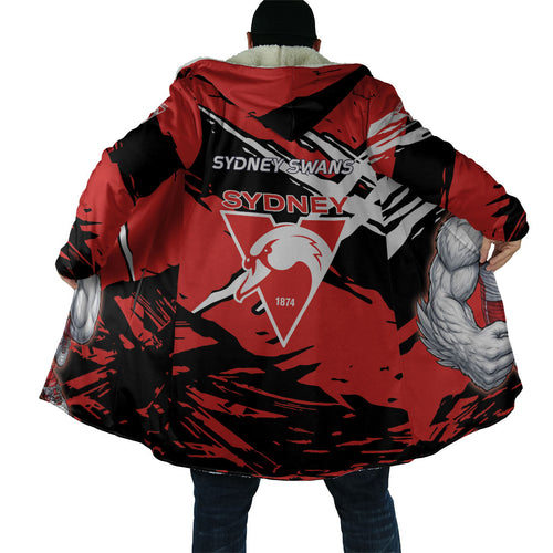 Sydney Swans Football Club Cloak Swans Muscular Mascot Graphic - Abstract Paint Splatter Art