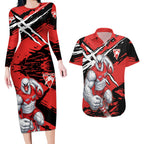 Sydney Swans Football Club Couples Matching Long Sleeve Bodycon Dress and Hawaiian Shirt Swans Muscular Mascot Graphic - Abstract Paint Splatter Art