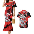 Sydney Swans Football Club Couples Matching Mermaid Dress and Hawaiian Shirt Swans Muscular Mascot Graphic - Abstract Paint Splatter Art